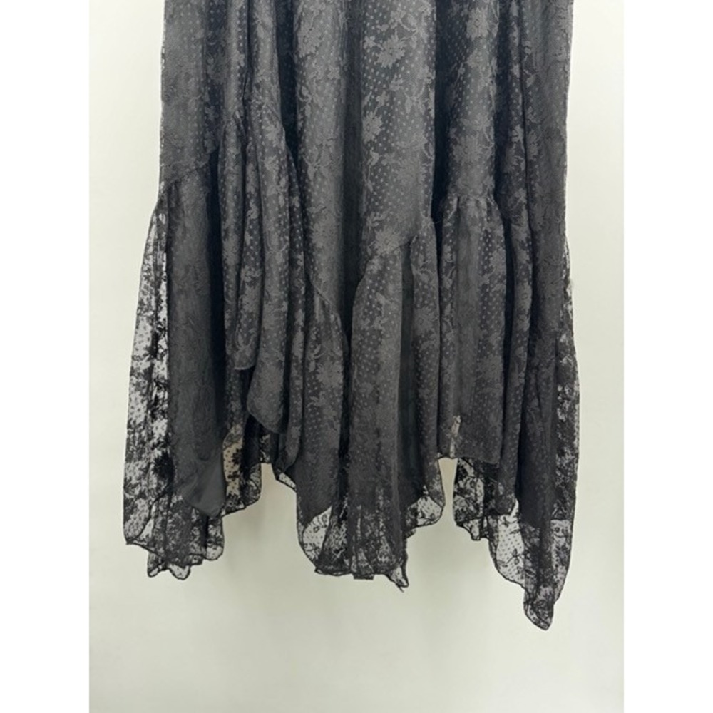 Cider Black Floral Lace Asymmetrical Midi Skirt 1XL Gothic Whimsigoth Victorian - Picture 5 of 7